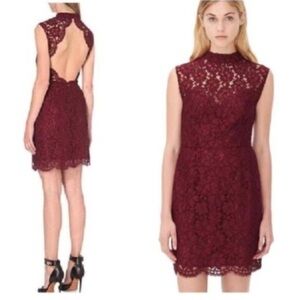 Sandro Paris Romie burgundy lace mini dress size 2-4